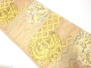 アンティーク 向かい動物に草花模様織出し袋帯(材料)